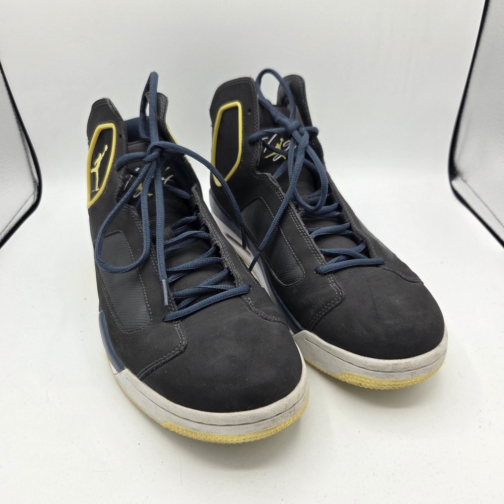 Nike Jordan Flight Sneakers Luminary Squadron Gray Blue Yellow Trim Mens Size 12